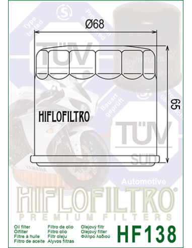 Hiflofiltro HF138 Motorrad Ölfilter Schwarz – Suzuki Aprilia Kawasaki reifen