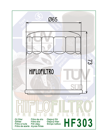 Pneumatico Filtro Olio Moto Hiflofiltro HF303 Nero – Honda Kawasaki Yamaha