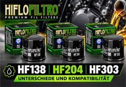 Hiflofiltro HF204, HF138 und HF303: Unterschiede und passenden Ölfilter finden